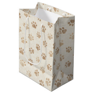 Rustic Watercolor Paw Print Pattern (2) Medium Gift Bag
