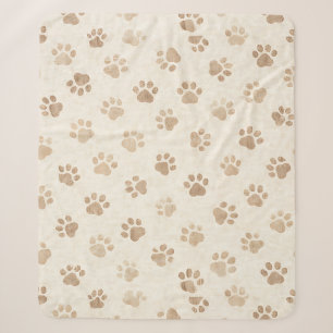 Rustic Watercolor Paw Print Pattern (2) Sherpa Blanket