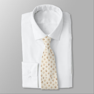 Rustic Watercolor Paw Print Pattern (2) Tie