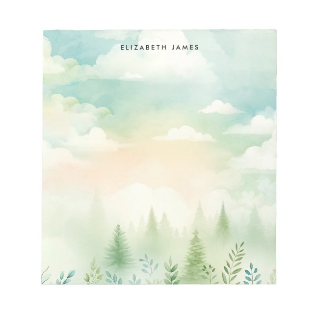 Rustic Watercolor Pie Forest Personalised  Notepad (Front)