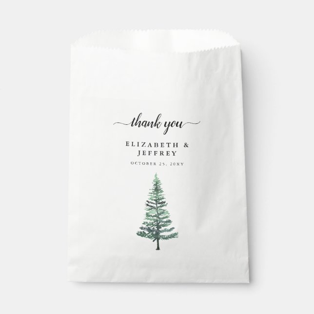 Rustic Watercolor Pine Forest Favour Bags (Front)