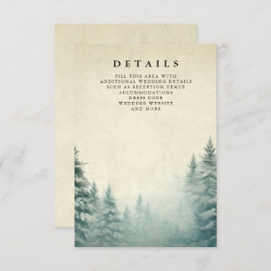 Rustic Watercolor Pine Forest Winter Wedding  Enclosure Card