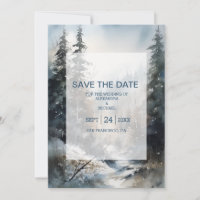 Rustic Watercolor Pine Tree Wedding