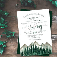 Rustic Watercolor Pine Trees & Mountains Wedding