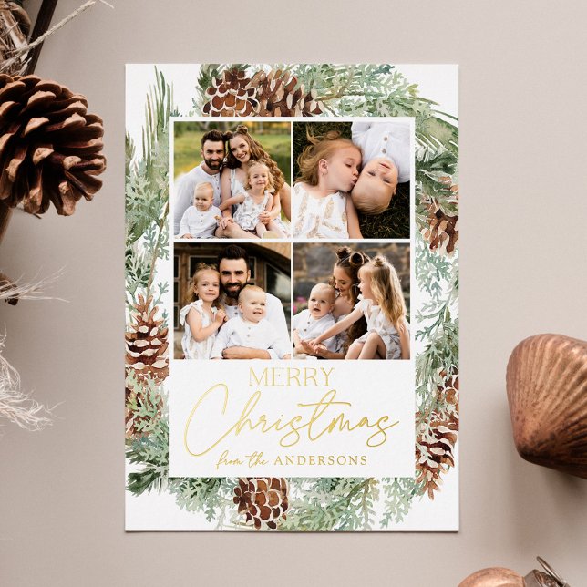Rustic Watercolor Pinecones Photo Collage (Creator Uploaded)