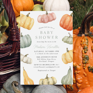 Rustic Watercolor Pumpkin Baby Shower Invitation