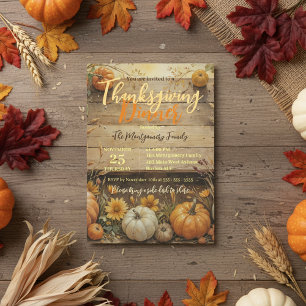 Rustic Watercolor Pumpkin Thanksgiving Potluck Invitation