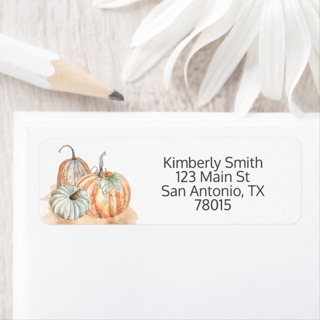 Rustic Watercolor Pumpkins Address (Insitu)