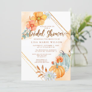 Rustic Watercolor Pumpkins Fall Bridal Shower Invitation