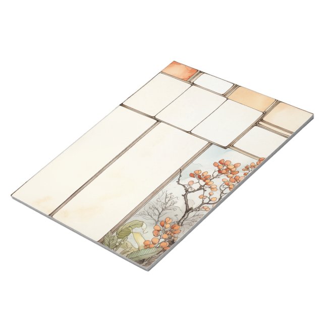 Rustic Watercolor red flowers Writing spot frames Notepad (Angled)