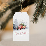 Rustic Watercolor Red Truck Winter Christmas Gift Tags<br><div class="desc">Have a Merry Little Christmas with these classic rustic watercolor red truck Christmas Gift Tags. Design features a moody snowy background,  and a beautiful bright red watercolor truck carrying christmas trees. On the reverse is a traditional red festive plaid design.</div>