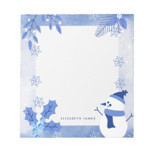 Rustic Watercolor Snowman Winter Custom Notepad