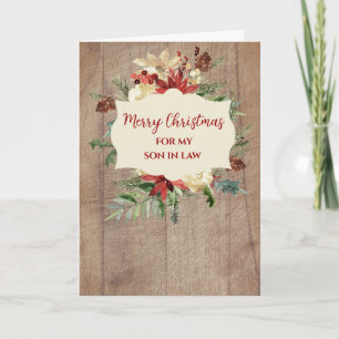 Rustic Watercolor Son in Law Merry Christmas Card