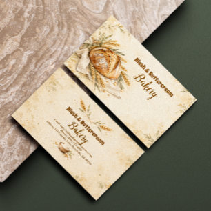 Rustic Watercolor Sourdough Bread Baking Business Card