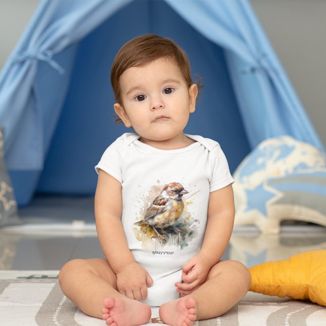  Rustic Watercolor Sparrow, custom Baby Bodysuit (Creator Uploaded)