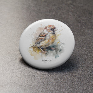Rustic Watercolor Sparrow, custom Bottle Opener