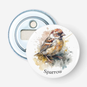 Rustic Watercolor Sparrow, custom Bottle Opener