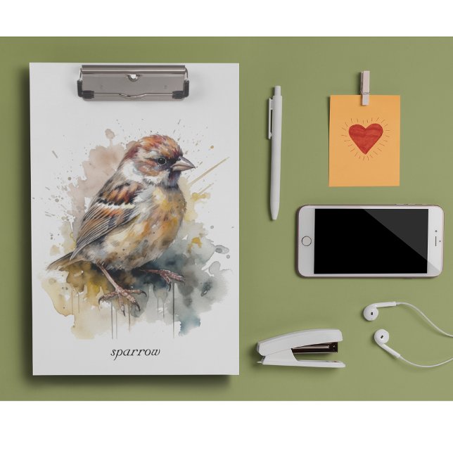 Rustic Watercolor Sparrow, custom Clipboard (Creator Uploaded)