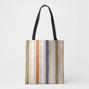 Rustic Watercolor Striped Tote Bag