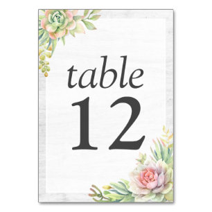Rustic Watercolor Succulent Desert Cactus Wedding Table Number