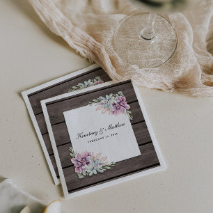 Rustic Watercolor Succulent Floral Napkin