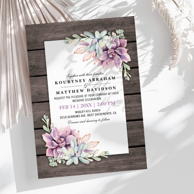 Rustic Watercolor Succulent Floral Wedding Invitation (Creator Uploaded)