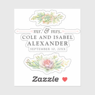 Rustic Watercolor Succulent Names & Wedding Date