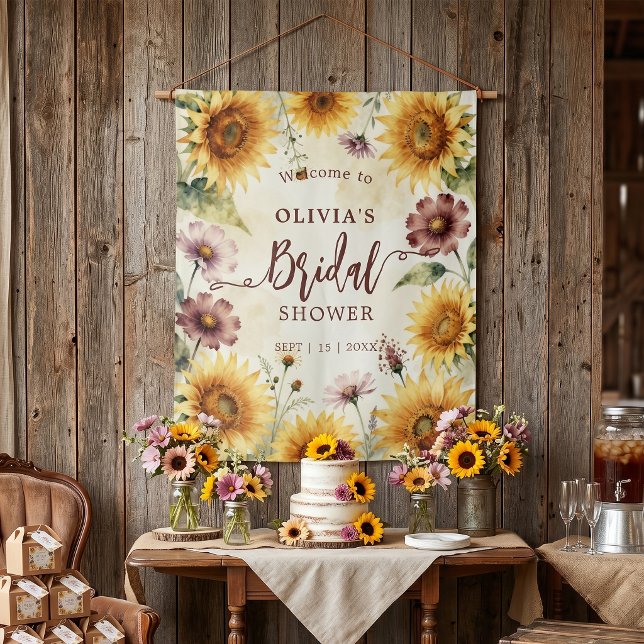 Rustic Watercolor Sunflower Fall Bridal Shower Tapestry (Creator Uploaded)