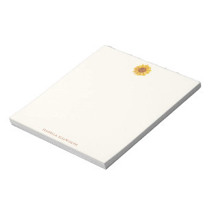 Rustic Watercolor Sunflower Pattern Personalised Notepad