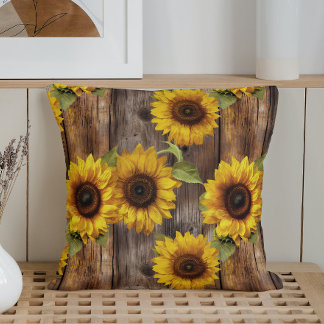 Rustic Watercolor Sunflower Rustica Cushion