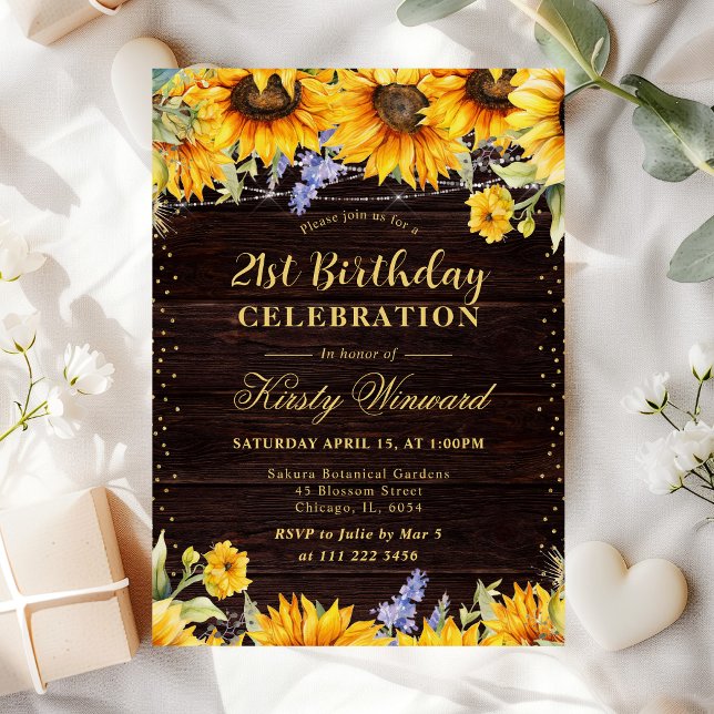 Rustic Watercolor Sunflowers Birthday Invitation (Creator Uploaded)