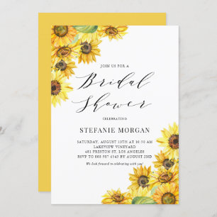 Rustic Watercolor Sunflowers Bridal Shower Invitation
