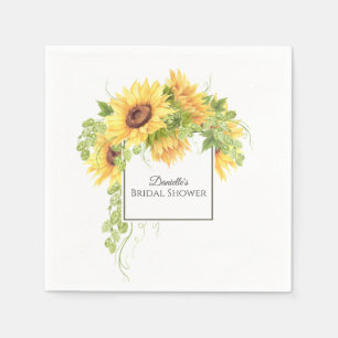 Rustic Watercolor Sunflowers Bridal Shower Napkin