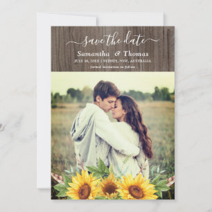 Rustic Watercolor Sunflowers Wedding Save the Date