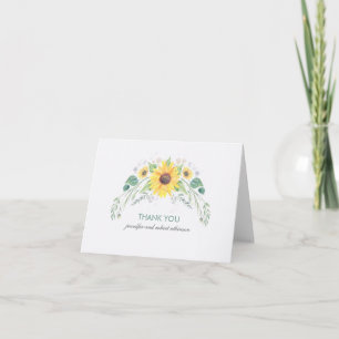 Rustic Watercolor Sunflowers Wedding Thank You