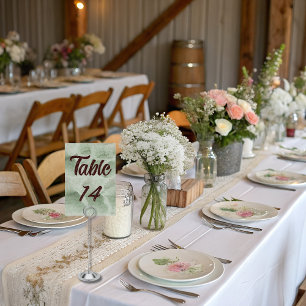 Rustic Watercolor Table Number Card