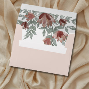 Rustic Watercolor Terracotta Floral Wedding Envelope