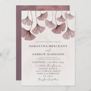 Rustic Watercolor Terracotta Ginkgo Wedding Invitation