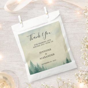 Rustic watercolor trees forest wedding Thank You Favour Bags