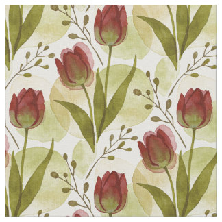 Rustic Watercolor Tulip Floral Pattern MH26 Fabric