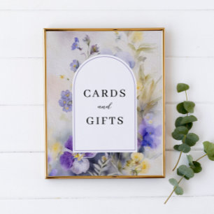 Rustic Watercolor Violets Cards & Gifts Sign