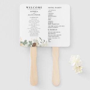 Rustic watercolor wedding program Set of Fans