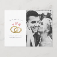 rustic watercolor wedding ring photo save the date