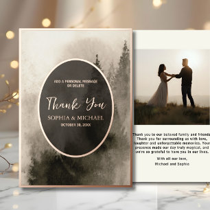 Rustic Watercolor Wedding Thank You Card Photo 