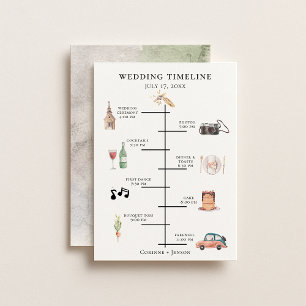 Rustic Watercolor Wedding Timeline Programme