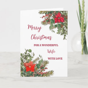 Rustic Watercolor Wife Merry Christmas Card