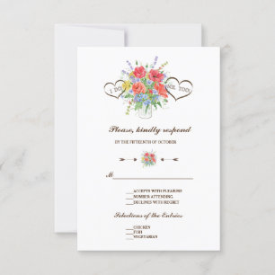Rustic Watercolor Wild Flowers Wedding RSVP