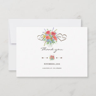 Rustic Watercolor Wild Flowers Wedding Thank You Card