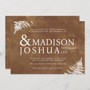 Rustic Watercolor Wild Greenery Fern Wedding Invitation