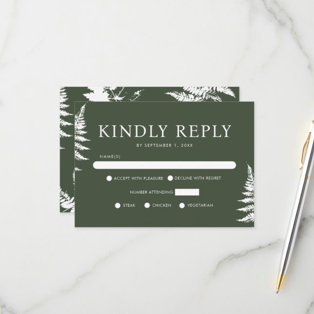 Rustic Watercolor Wild Wedding Kindly Reply RSVP Card (Front/Back In Situ)